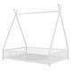 preview thumbnail 11 of 22, Metal Full Size House Platform Bed with Triangle Structure, Contemporary Style Kids Bed Frame with Guardrail for Bedroom, White