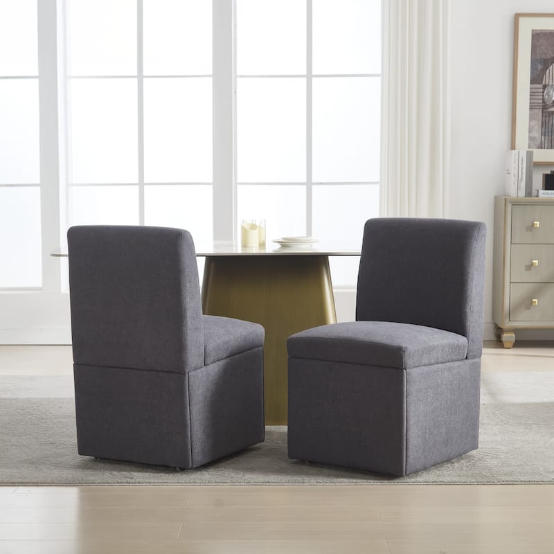 360 Degree Swivel Dining Chairs Set of 2 Swivel Dining Room Chairs Kitchen Chairs Casters & Storage Comfy Modern Rolling Chair