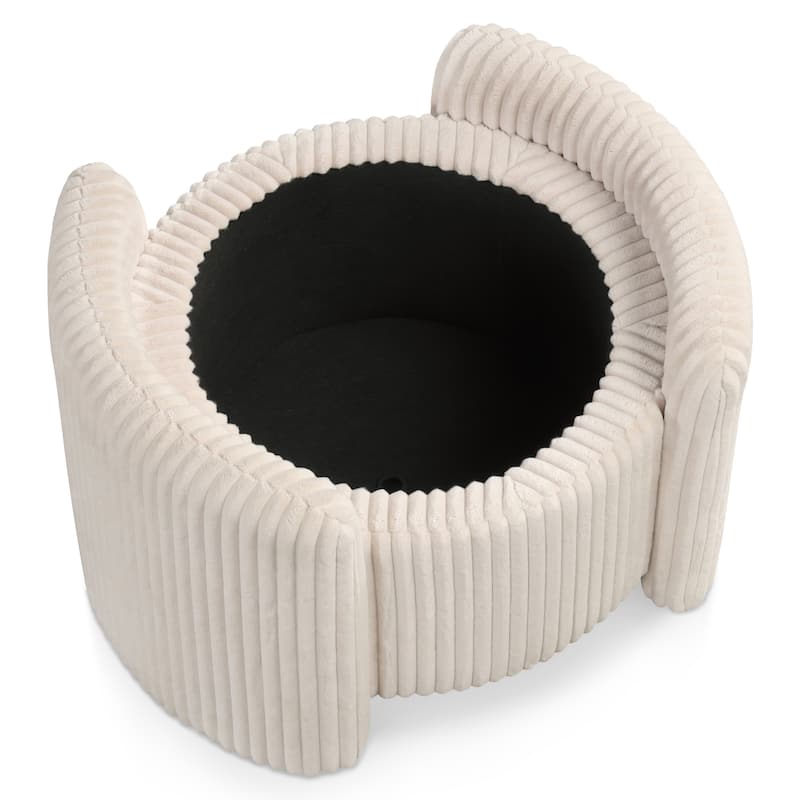 24/7 Shop At Home Modern Round Chenille Storage Ottoman with Flip Top