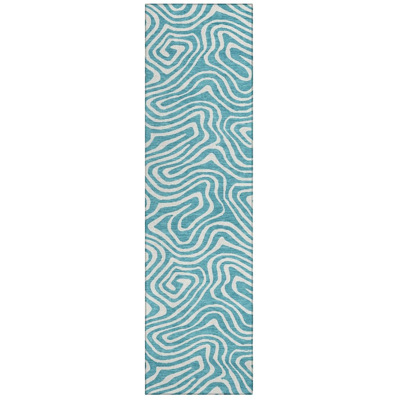 Machine Washable Indoor/ Outdoor Abstract Modern Chantille Rug