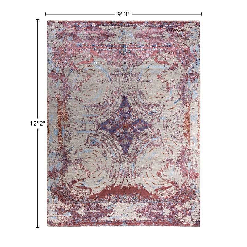 Ikat One-of-a-Kind Hand-Knotted Area Rug, Ivory - 9' 3" x 12' 2"