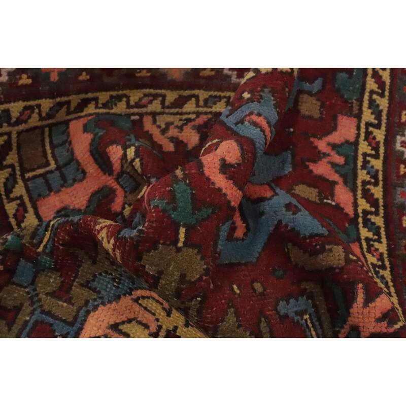Hand Knotted Oriental 100% Wool Carpet Traditional Medallion Red Heriz Runner Rug - 10' 10'' X 2' 11''