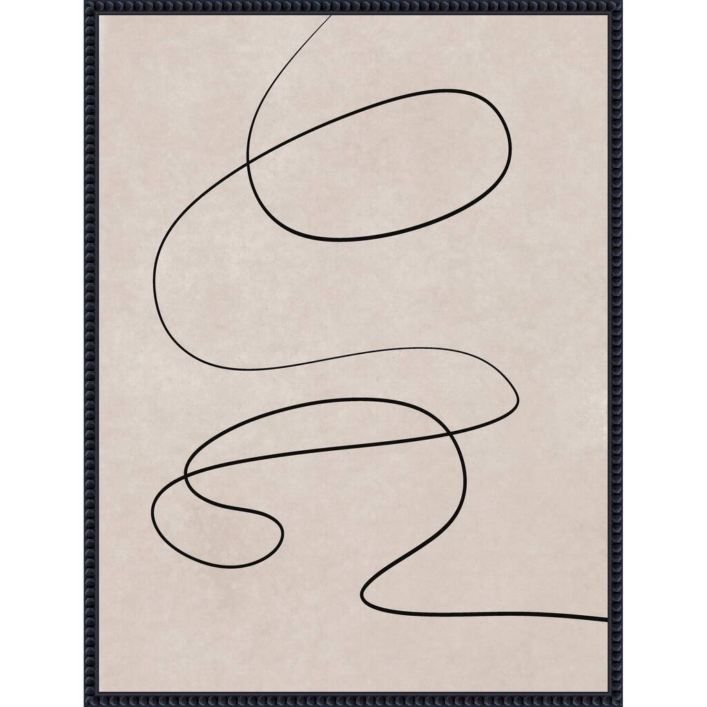 Black Line and Textured Beige Background by Little Dean Framed Canvas Wall Art Print