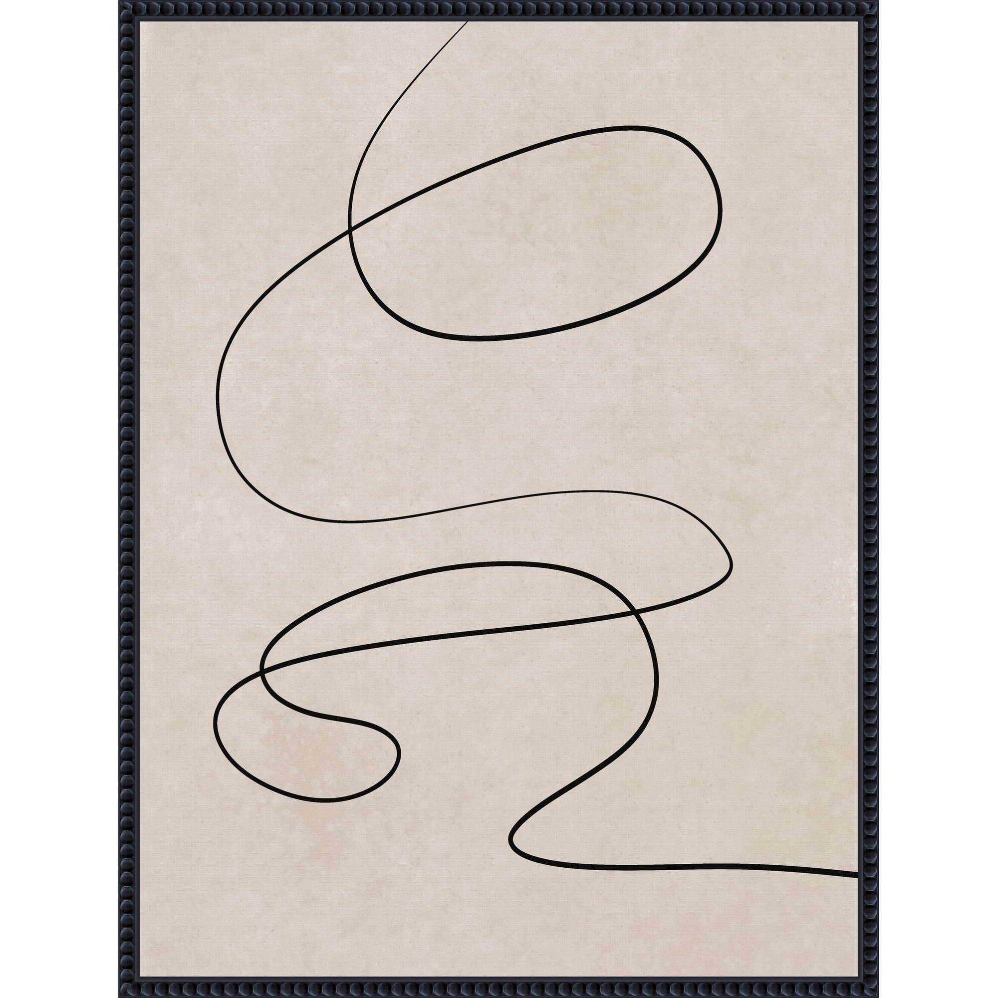 Black Line and Textured Beige Background by Little Dean Framed Canvas Wall Art Print