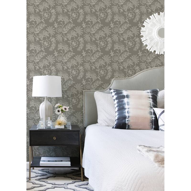 A-Street Prints Maeve Grey Jacobean Trail Wallpaper