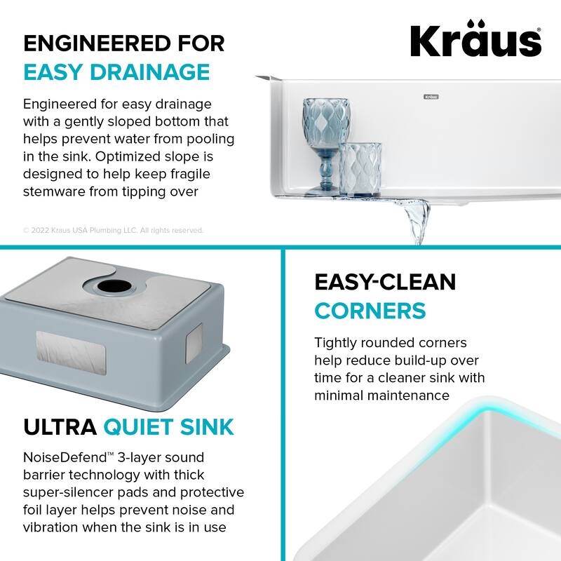 KRAUS Pintura Porcelain Enameled Steel Undermount Kitchen Sink