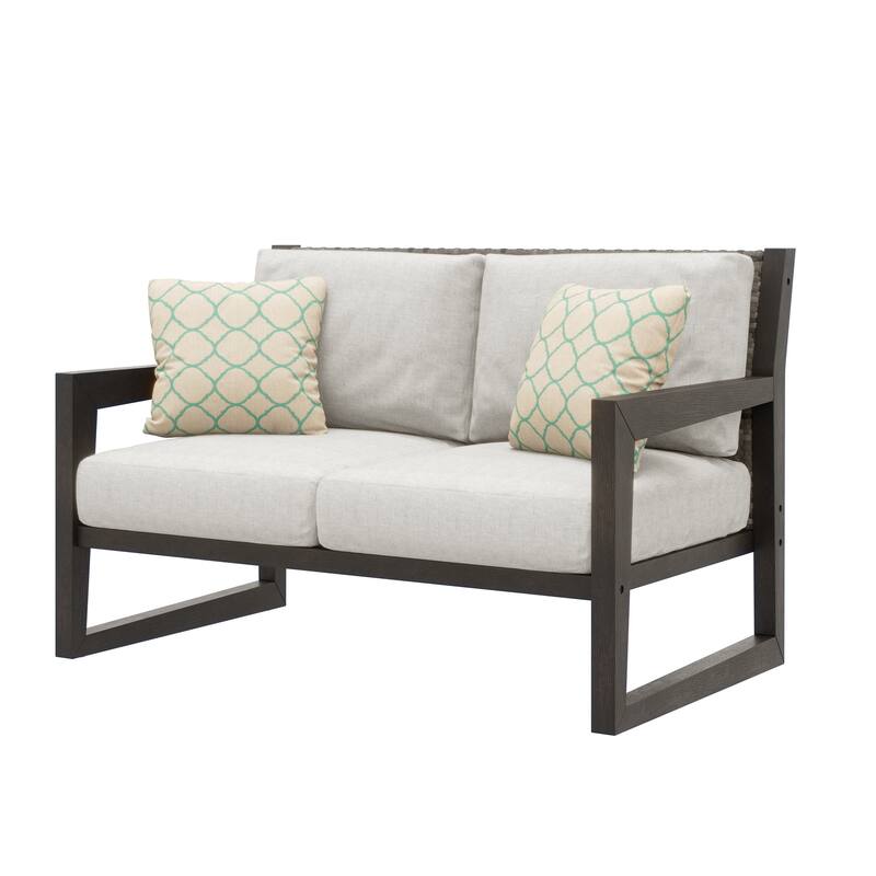 Corvus Augusta Patio Loveseat with Sunbrella Pillows
