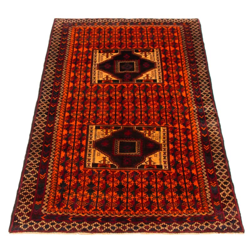 Teimani Orange Rug 3'8" x 7'1" - 3'8 x 7'1