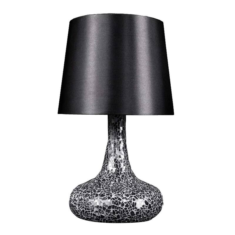 14.17 in. Silver Finish Table Lamp with Black Shade, Sturdy Table Lamp for Living Rooms and Bedrooms