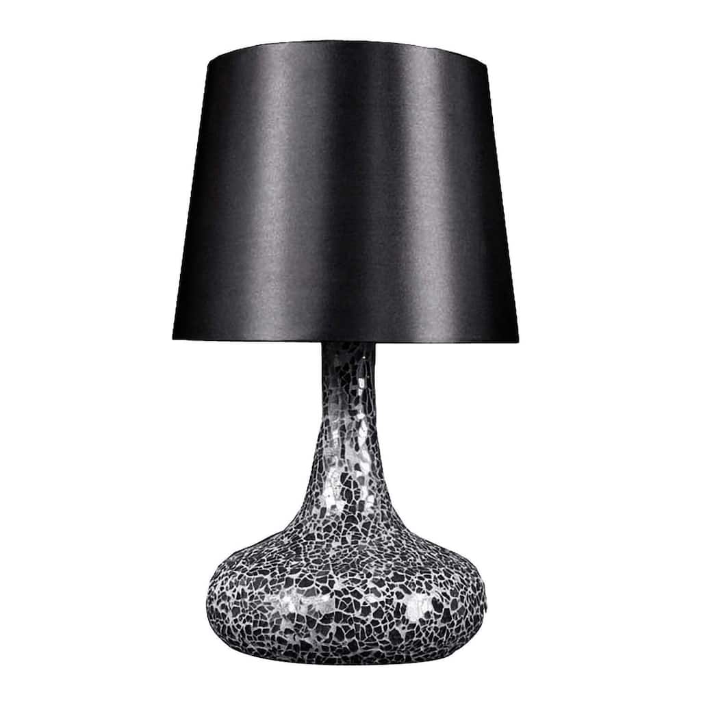 14.17 in. Silver Finish Table Lamp with Black Shade, Sturdy Table Lamp for Living Rooms and Bedrooms