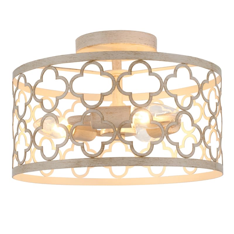 CO-Z 3-Light Vintage Semi Flush Mount Ceiling Light Fixture - Antique White