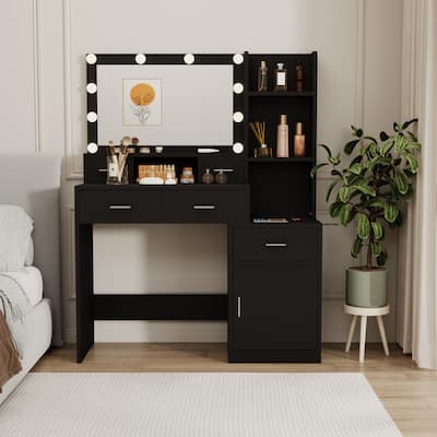 43" Dressing Table With Drawers and Storage Cabinet and Smart Mirror