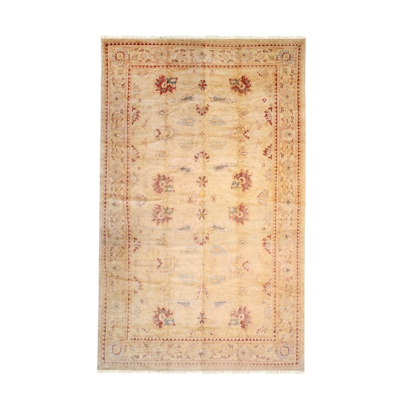 Beige Hand Knotted Wool Classic Sultanabad Rug, 12'9 x 20'5, soft stylish floor statement - L