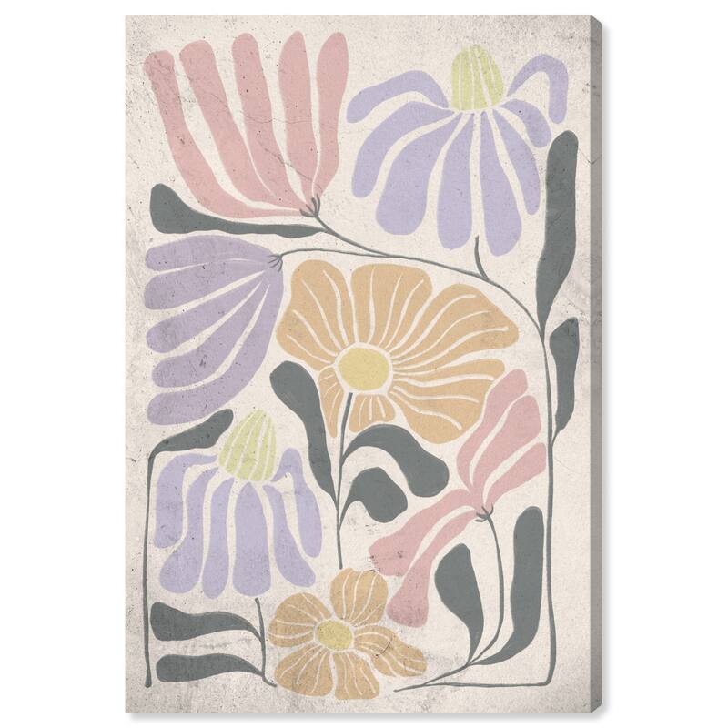 Wynwood Studio Canvas Floral and Botanical Pastel Floral Pink and Lavender Bohemian & Eclectic Wall Art Canvas Print