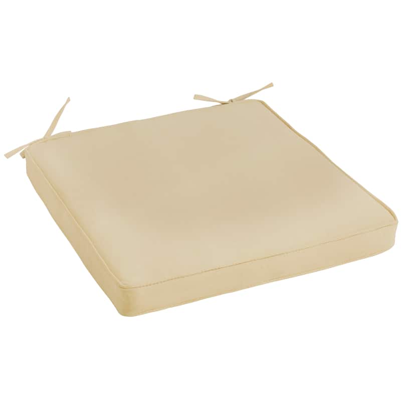 Sorra Home Sunbrella Outdoor Corded Chair Cushion - 19 in W x 16 in D x 2 in H - Canvas Antique Beige On