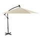 preview thumbnail 6 of 20, Glam 10-foot Solar LED Cantilever Umbrella with Base (UV 50+) Canvas Stone