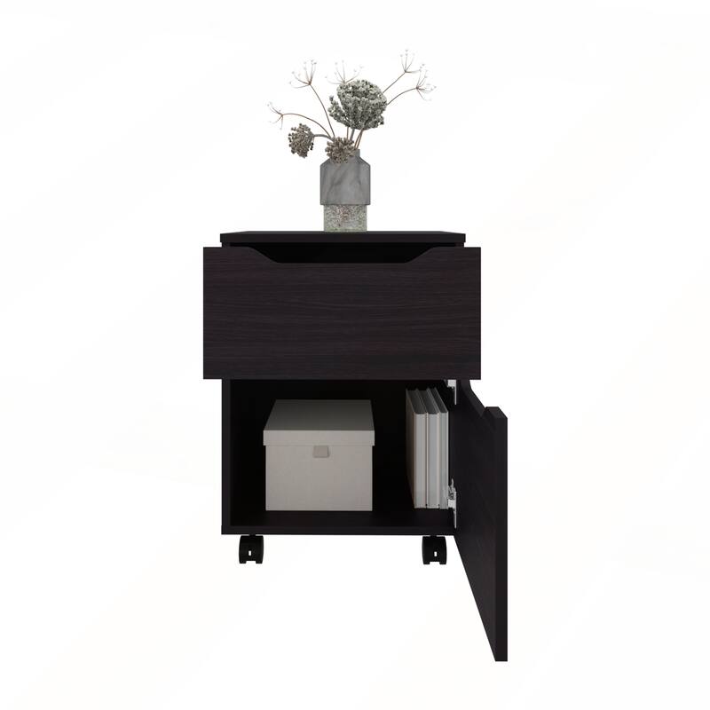 Open Shelves Nightstand with One Door for Efficient Bedroom Storage