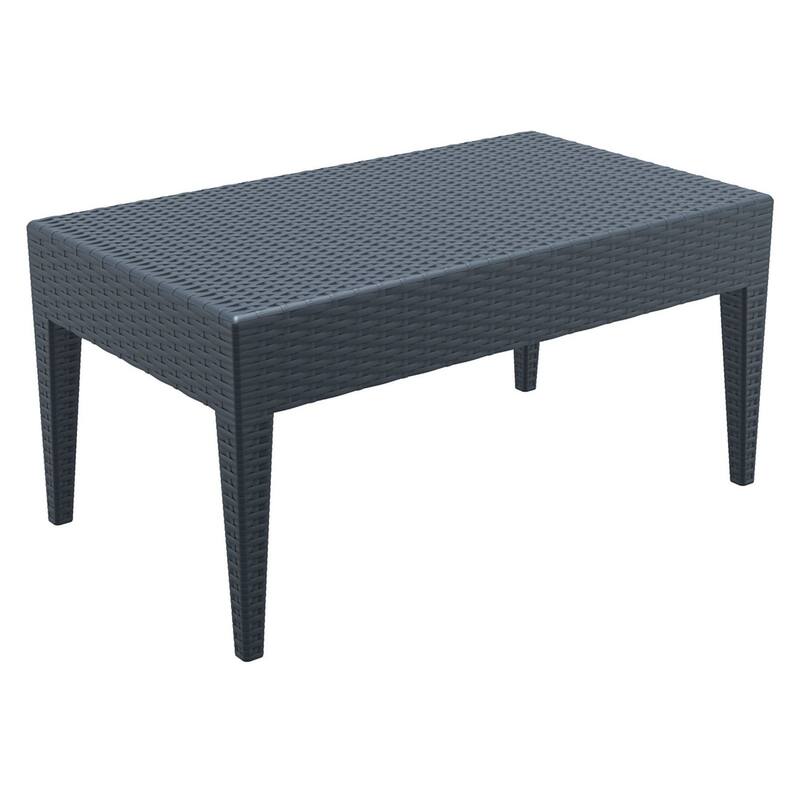 36" Gray Outdoor Patio Wickerlook Rectangular Coffee Table