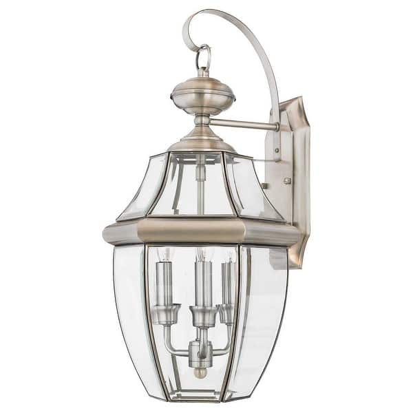 slide 2 of 2, Newbury 3-Light Outdoor Wall Lantern in Pewter Pewter
