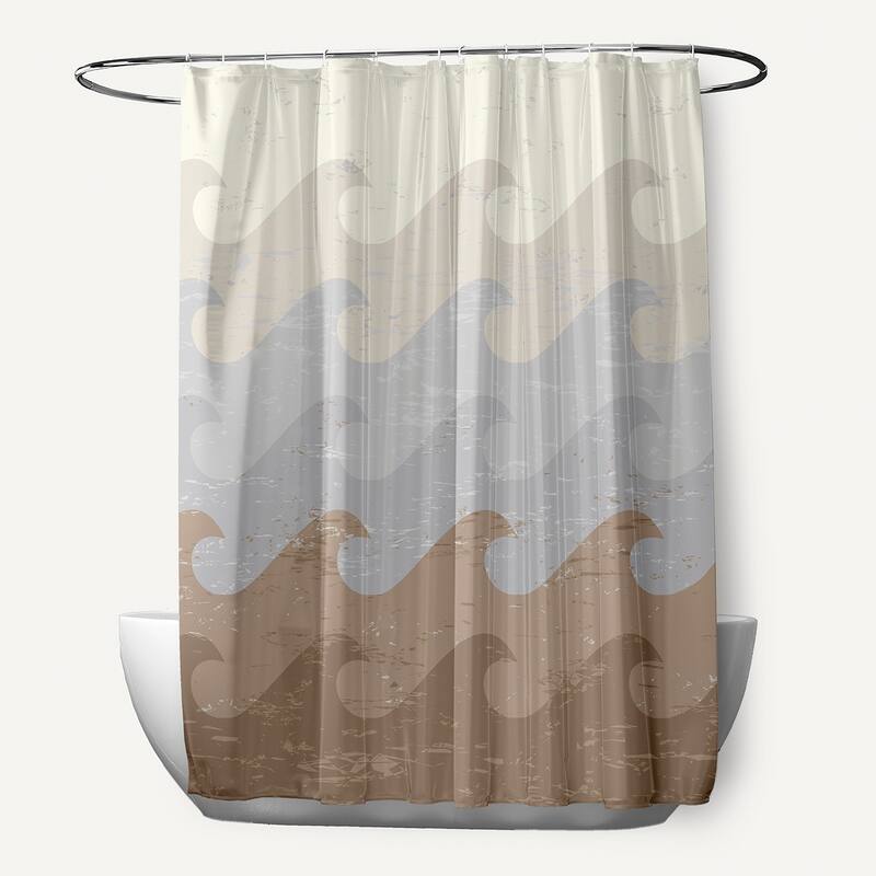 Deep Sea Geometric Print Shower Curtain - Grey