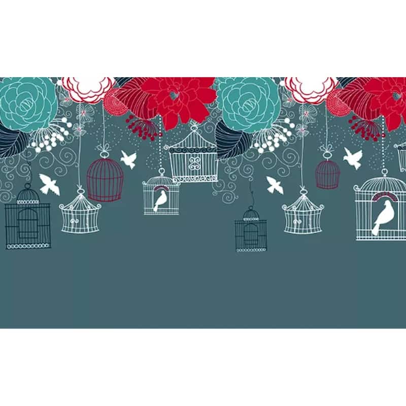 GK Wall Design Vintage Cage Floral Nursery Removable Wallpaper