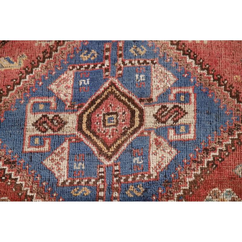 Vegetable Dye Pink Shiraz Persian Antique Rug Hand-knotted Wool Carpet - 4'5"x 6'4"