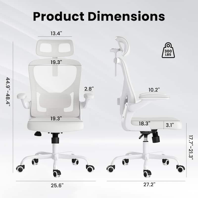High Back Computer Chair with Armrests and Adjustable Lumbar Support