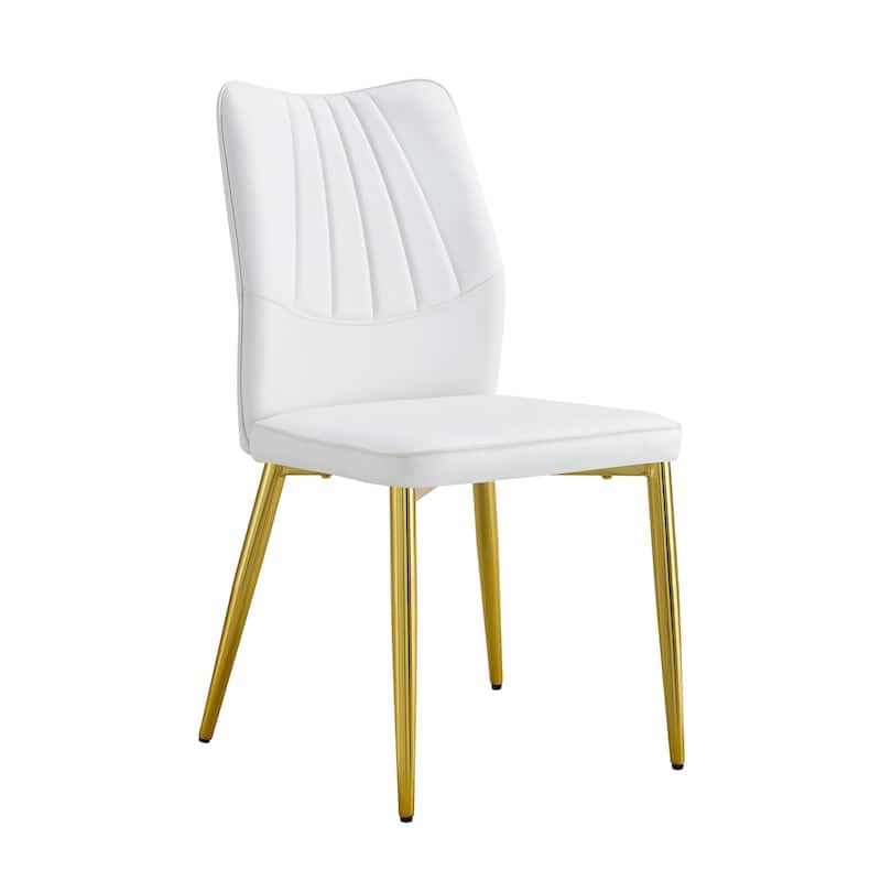 Set of 4 Medieval Modern PU Dining Chair,with soft cushion and metal legs(silver/golden)