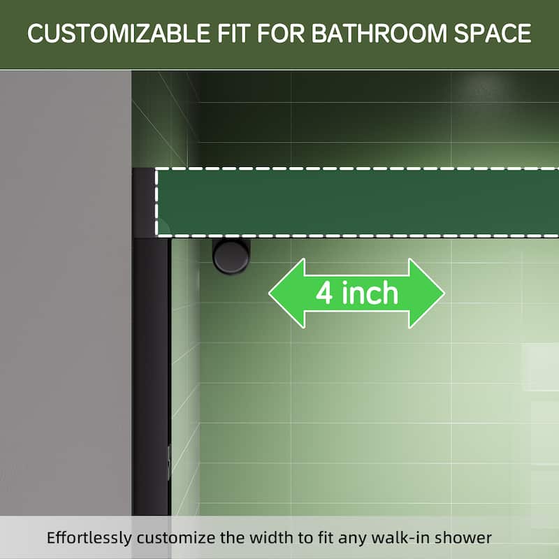 48" Sliding Shower Door with Double Doors, 8mm Tempered Glass, Aluminum Frame and Stainless Steel Rollers