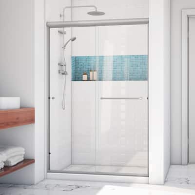 DreamLine Alliance Pro LT 44 - 48 in. W x 70 3/8 in. H Semi-Frameless Bypass Sliding Shower Door in Brushed Nickel & Clear Glass