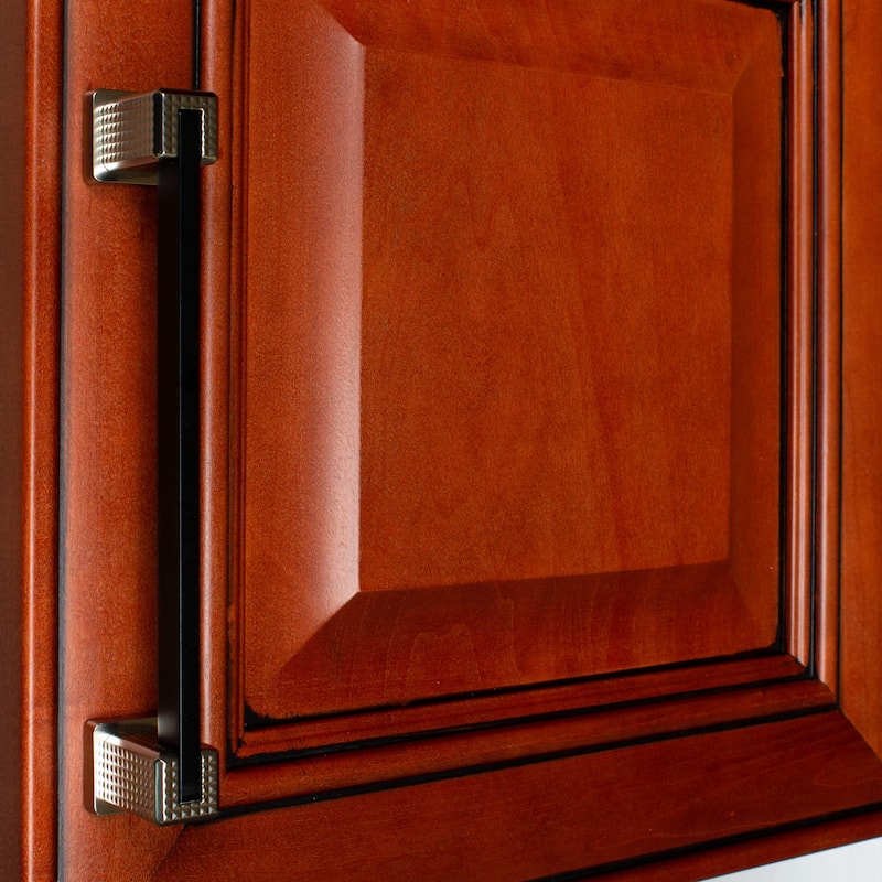 6-5/16 in. CC Modern Flat Embossed Matte Black Cabinet Pulls (5-Pack)