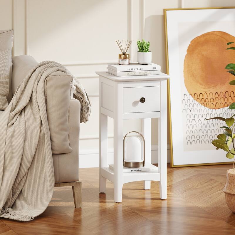 Gymax 2PCS Nightstand 3-Tier Bedside Table w/ Open Storage Shelf &