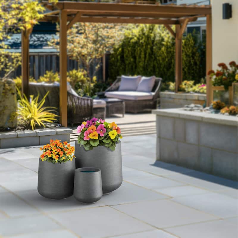 Tall Concrete Round Plant Pots / Large Indoor and Outdoor flower Planters