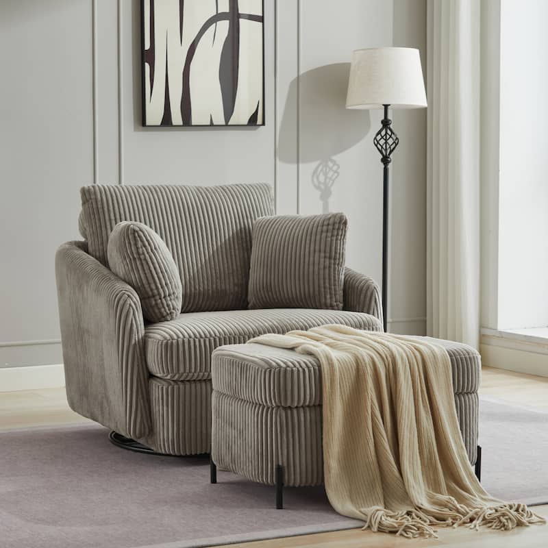 40.6" W Upholstered Swivel Accent Sofa Chair With Pillows