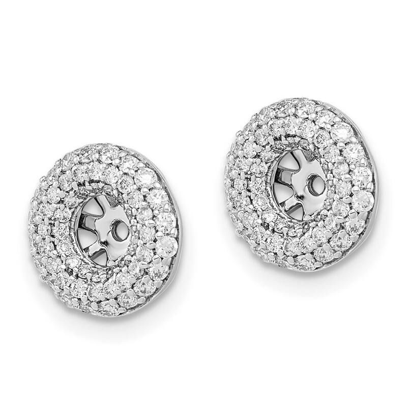 Curata 14k White Gold Diamond Earrings Jackets - 9x9mm Wide
