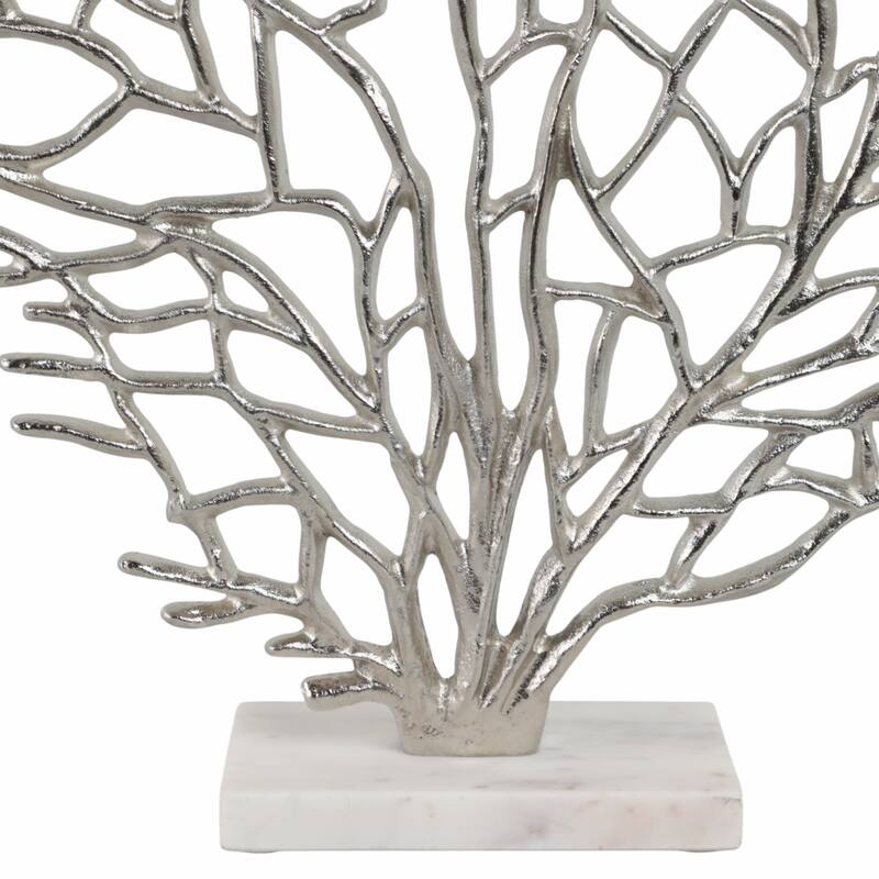 Metal Sculpture Coral-Inspired Design with Marble Base Modern Accent