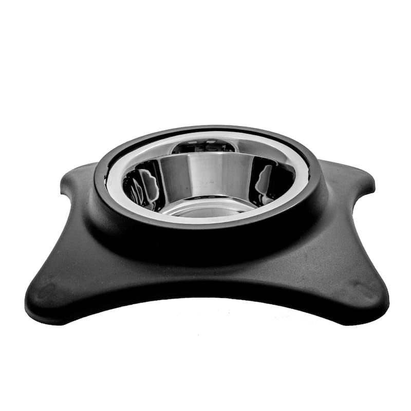 IH Casa Decor Stainless Steel Single Pet Bowl With Stand Gray - Set of 2 - Grey