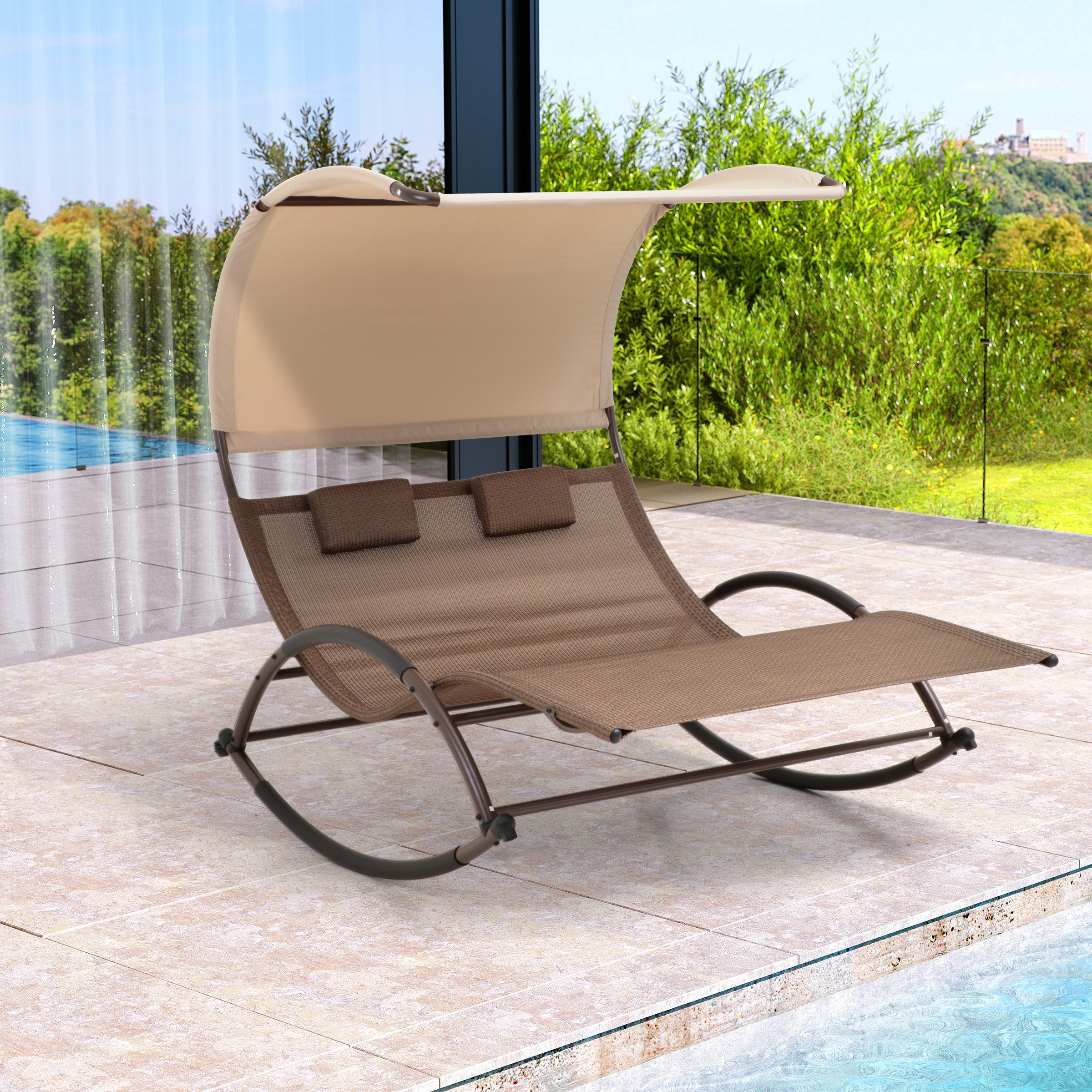 Pellebant Outdoor Double Chaise Lounge Chair Swing Hammock Bed with Canopy N A On Sale Bed Bath Beyond 34513967