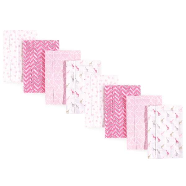 slide 1 of 1, Luvable Friends Girls Cotton Poly Flannel Burp Cloths 8-Pack, Giraffe, One Size - Giraffe 8-Pack - One Size