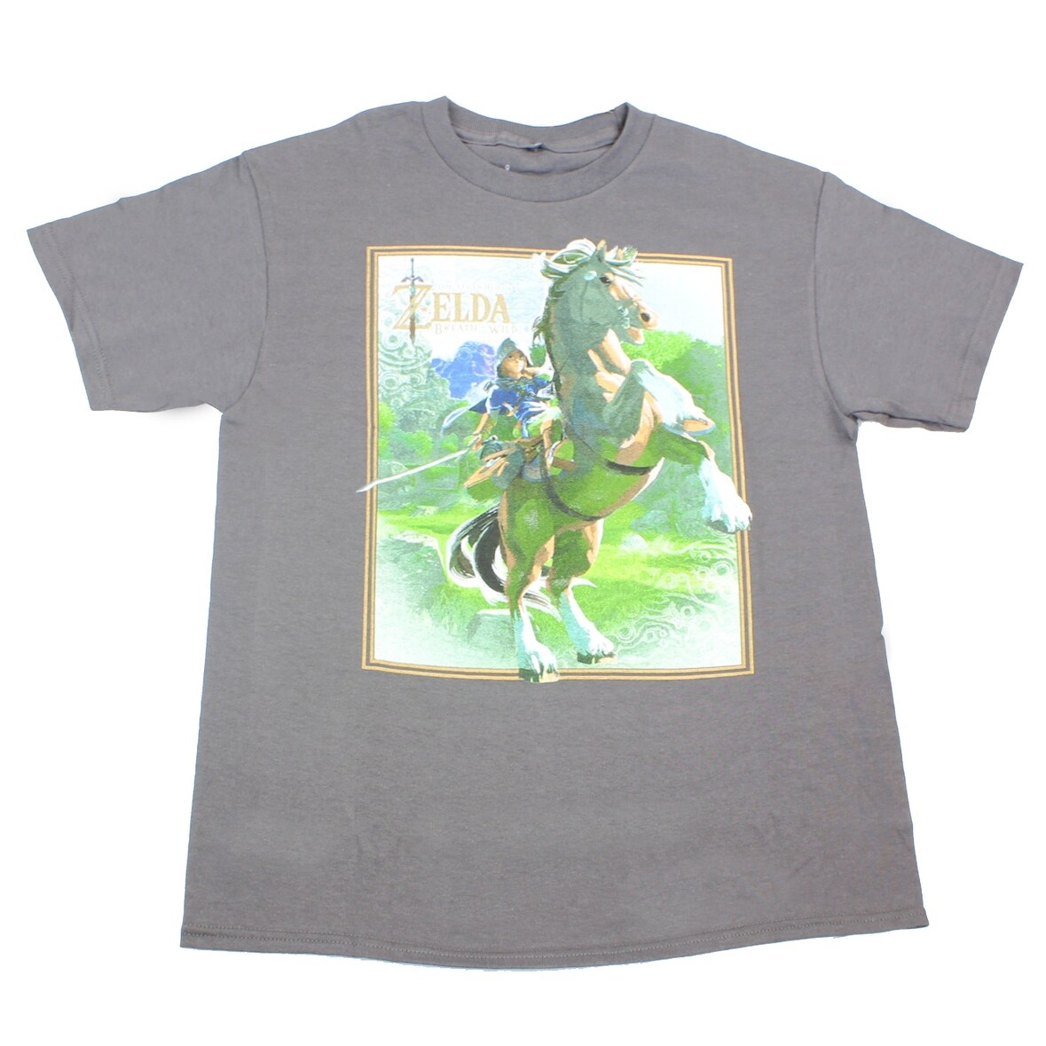 Shop Legend Of Zelda Breath Of The Wild Link On Horse Grey Youth T Shirt Overstock 17879961