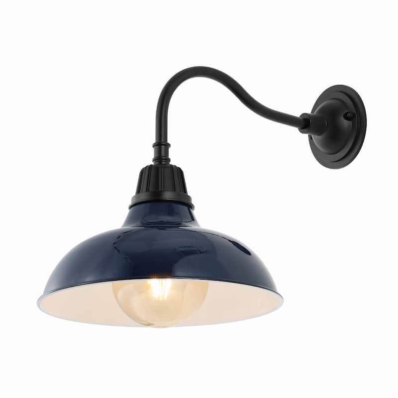 Stanley 12.25" Indoor/Outdoor LED Gooseneck Arm Sconce, By JONATHAN Y - 12.25 - Navy