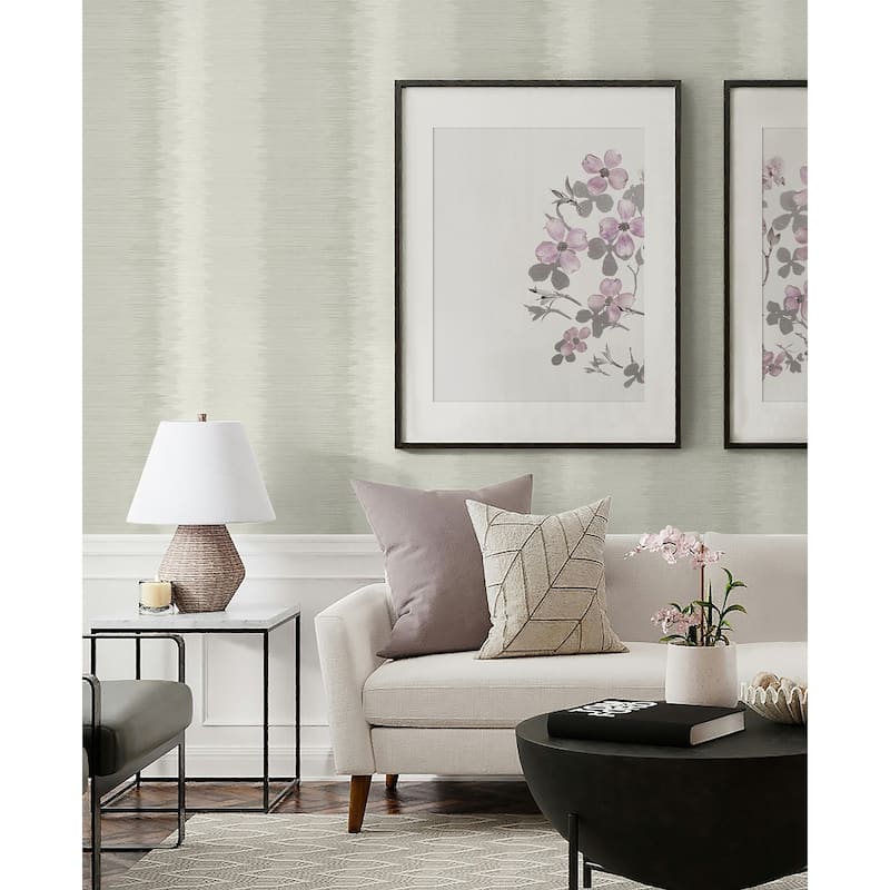 Seabrook Designs Amani Natural Stripe Unpasted Wallpaper