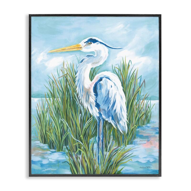 Stupell Coastal Heron Bird Framed Giclee Art Design By Diane Kater - 24 x 30 - Black