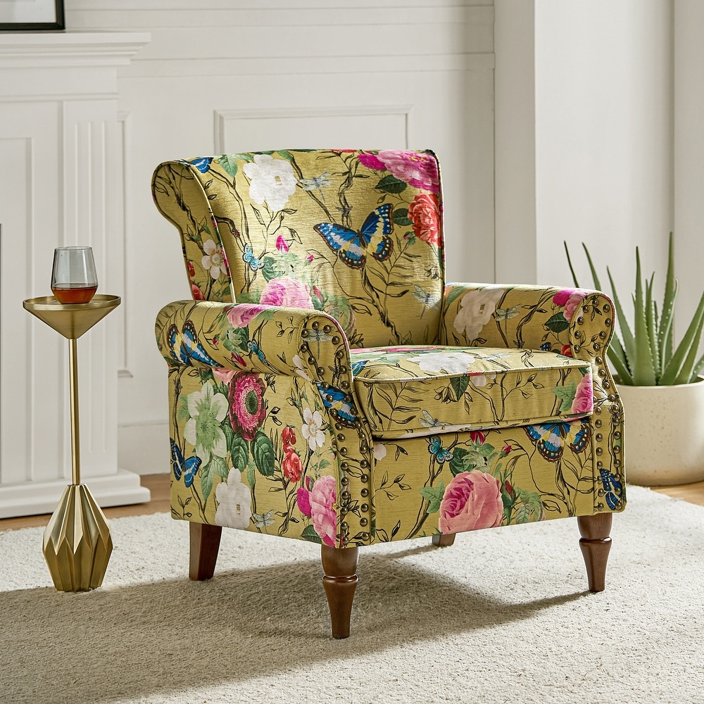 Yellow floral accent chair deals
