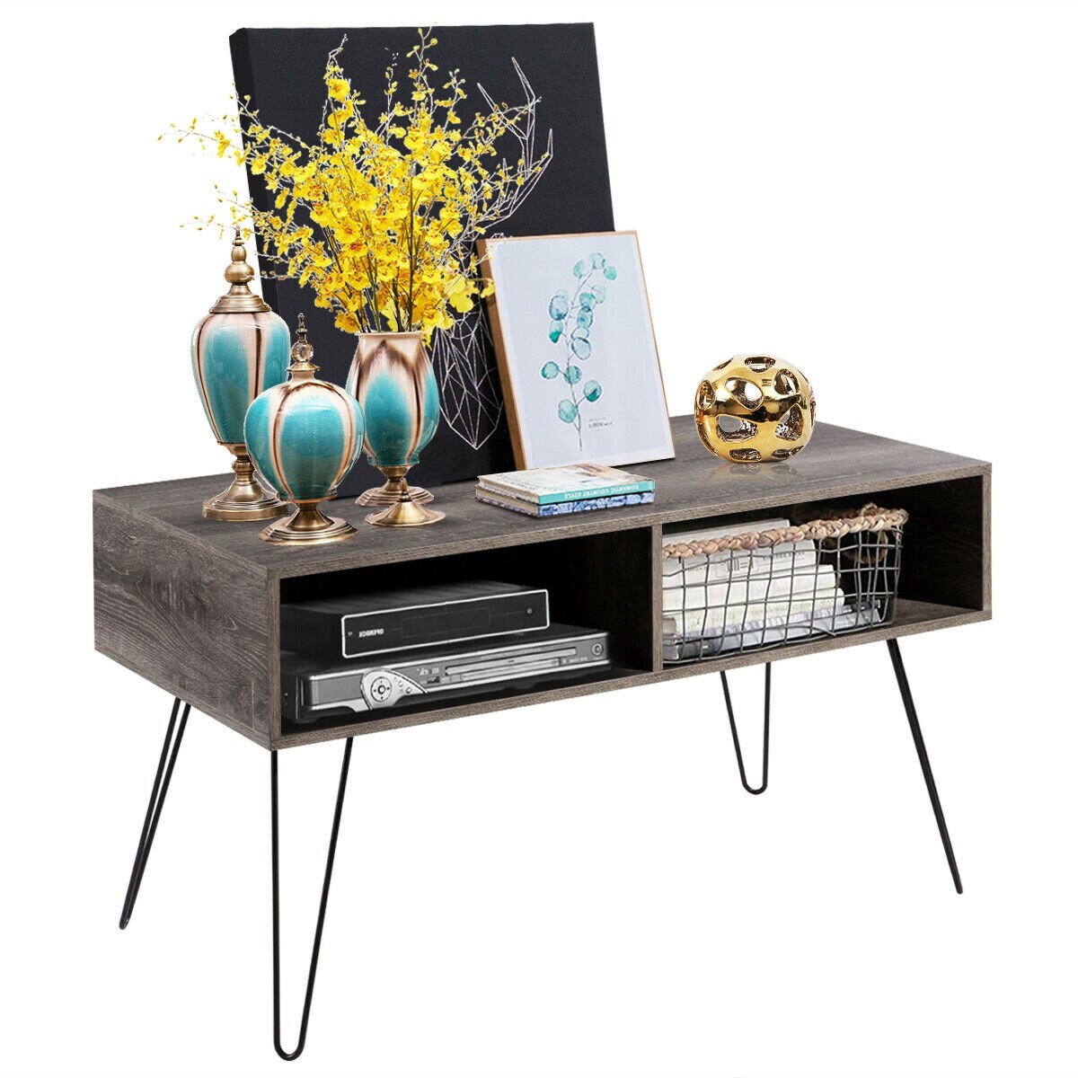 Shop Gymax 42 Tv Stand Wood Media Console Entertainment Storage