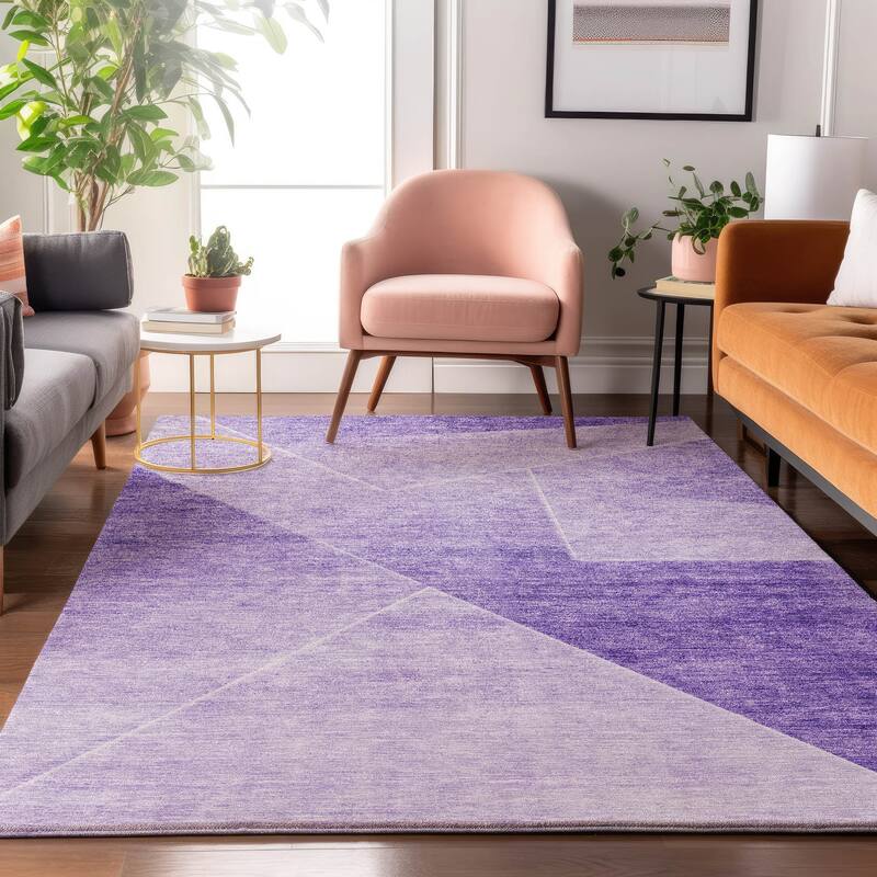 Premium Washable Super Soft Modern Mid Century Mayfield Rug - Purple - 9' x 12' - Rectangle