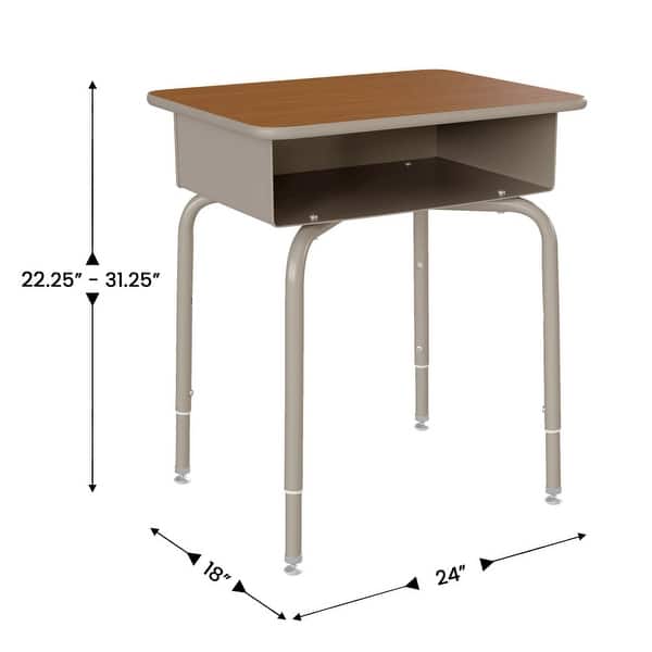 dimension image slide 4 of 8, Student Desk with Open Front Metal Book Box & Flex Comfort Chair - 24"W x 18"D x 22.25" - 31.25"H