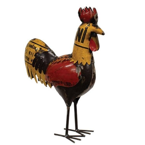 Vintage Metal Standing Rooster for Decor - 12.75