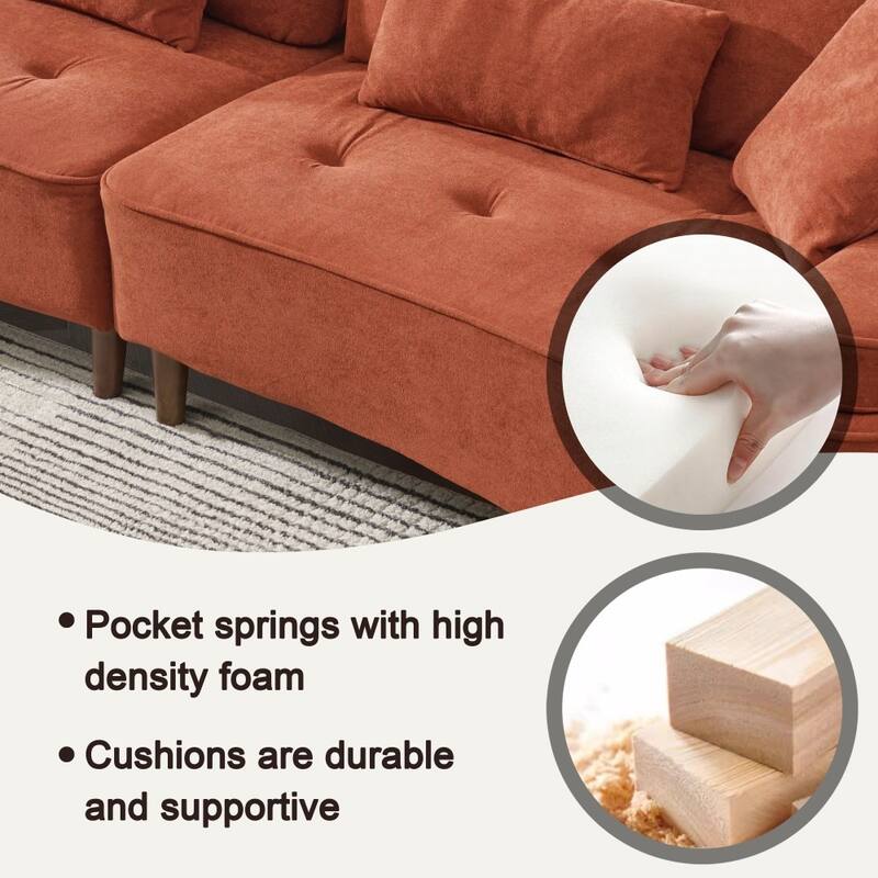 Modern 103" Comfortable Deep Seated Sofa Couch with 4 Pillows