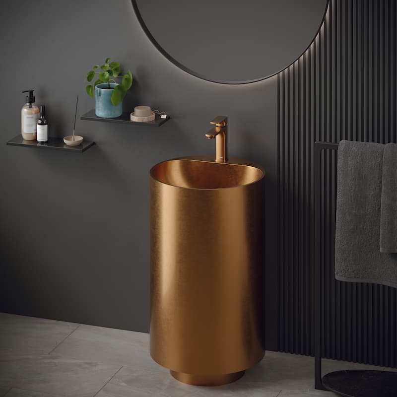 Karran Cinox Stainless Steel Round Pedestal Sink